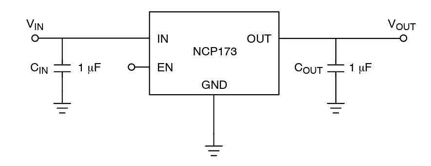Application Circuit Diagram - onsemi NCP173 LDO Regulators